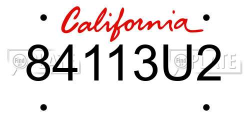 84113U2 California License Plate