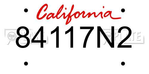 84117N2 California License Plate