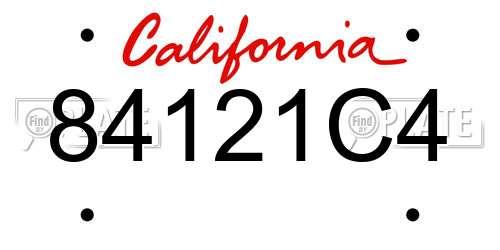 84121C4 California License Plate