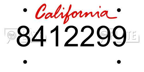 8412299 California License Plate