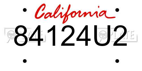 84124U2 California License Plate