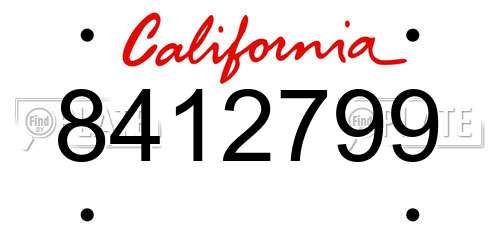 8412799 California License Plate
