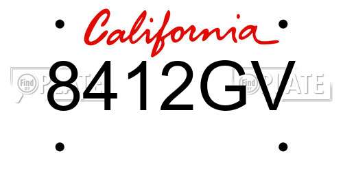 8412GV California License Plate