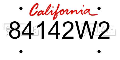 84142W2 California License Plate