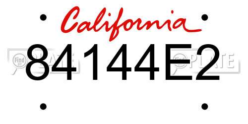84144E2 California License Plate