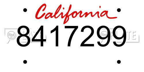 8417299 California License Plate