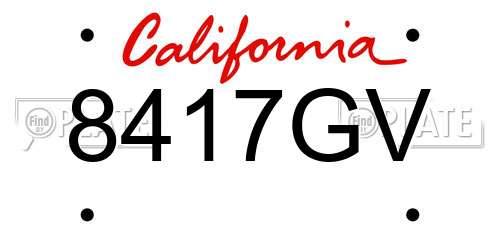 8417GV California License Plate
