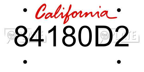 84180D2 California License Plate