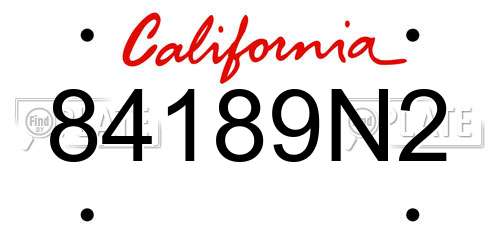 84189N2 California License Plate