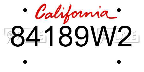 84189W2 California License Plate