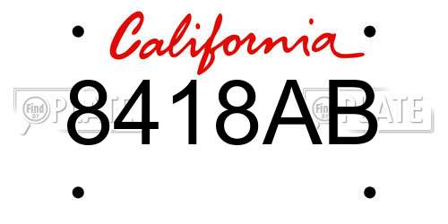 8418AB California License Plate