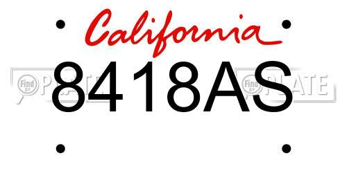 8418AS California License Plate