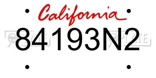 84193N2 California License Plate