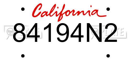 84194N2 California License Plate