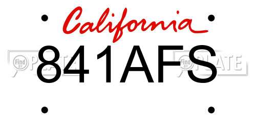841AFS California License Plate