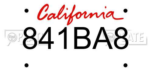 841BA8 California License Plate
