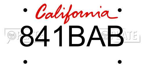 841BAB California License Plate