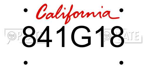 841G18 California License Plate