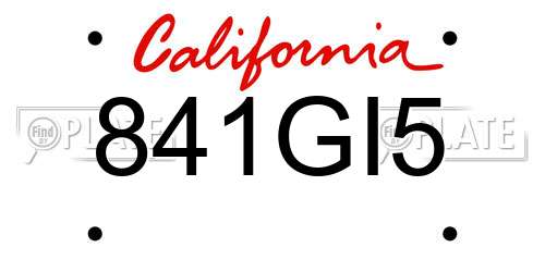 841GI5 California License Plate