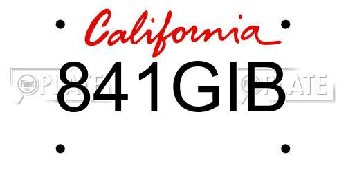 841GIB California License Plate