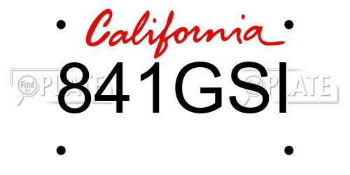 841GSI California License Plate