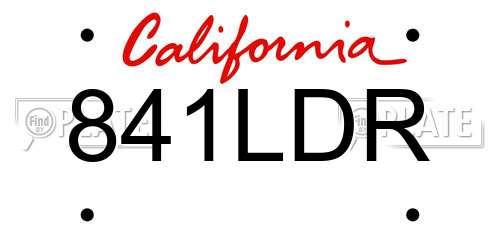 841LDR California License Plate