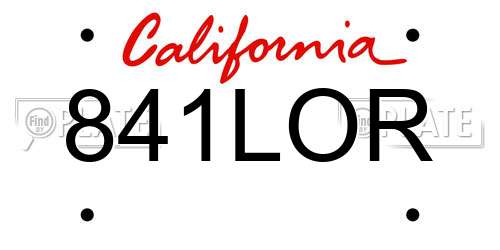 841LOR California License Plate