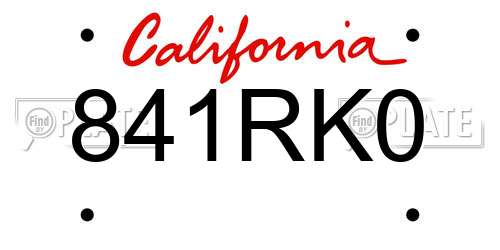841RK0 California License Plate