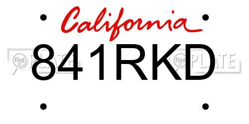841RKD California License Plate