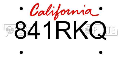 841RKQ California License Plate