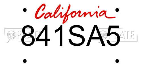 841SA5 California License Plate