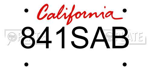841SAB California License Plate