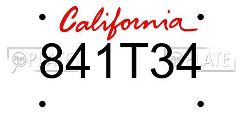 841T34 California License Plate