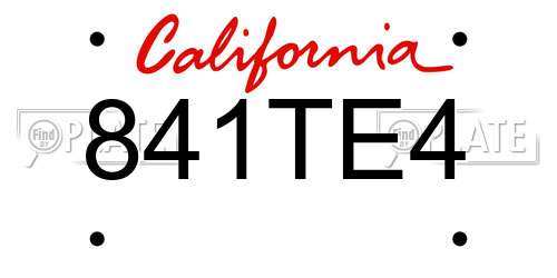 841TE4 California License Plate