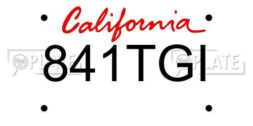 841TGI California License Plate