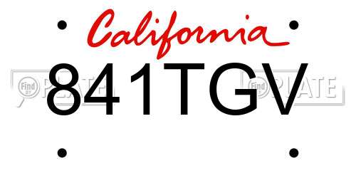 841TGV California License Plate