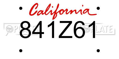 841Z61 California License Plate