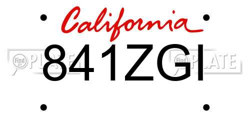 841ZGI California License Plate