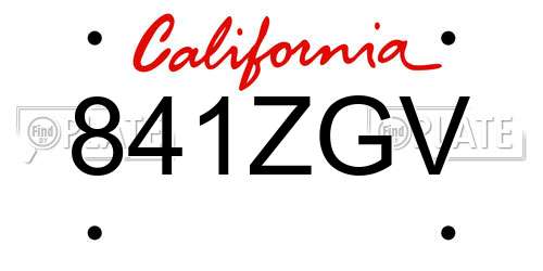 841ZGV California License Plate