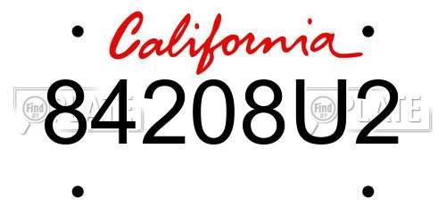 84208U2 California License Plate