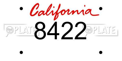 8422 California License Plate