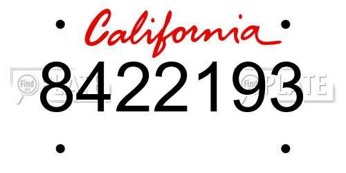 8422193 California License Plate