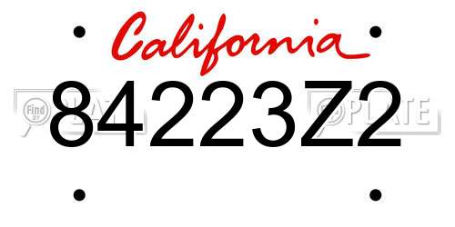 84223Z2 California License Plate