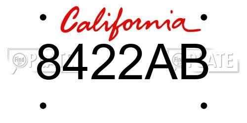 8422AB California License Plate