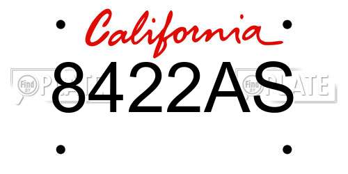 8422AS California License Plate