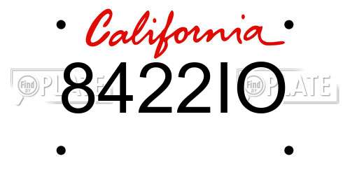 8422IO California License Plate