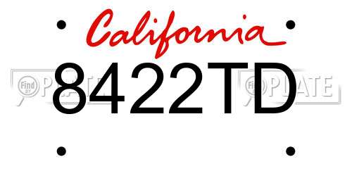 8422TD California License Plate