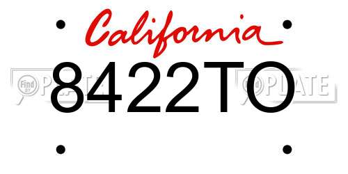 8422TO California License Plate