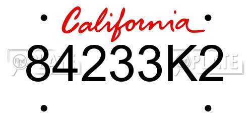 84233K2 California License Plate