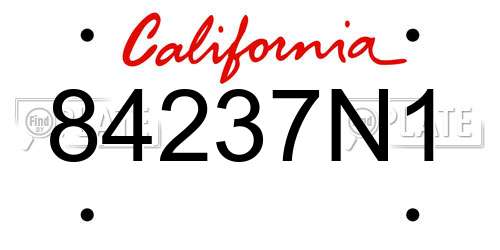 84237N1 California License Plate